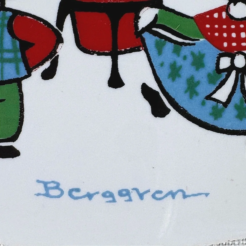 Berggren Originals Swedish God Jul Christmas Tree Gnomes Ceramic Trivet No 196